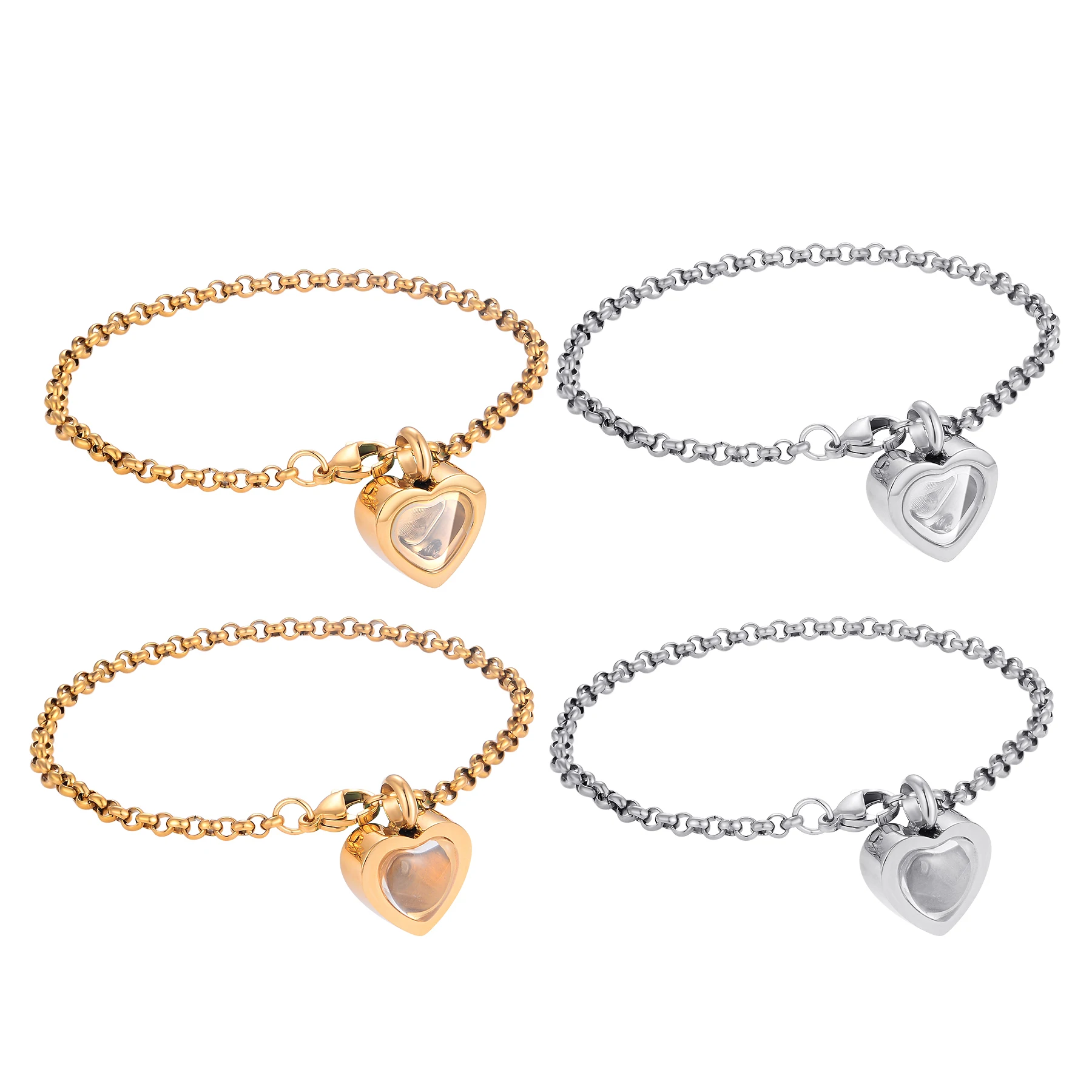 Herzförmiges Urnen-Armband aus Edelstahl für Asche, Bestattungsurnen-Armband, Länge 16cm-25cm – Detail 2