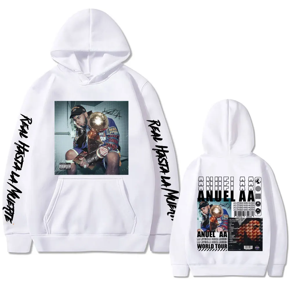 Rapper Anuel AA Las Leyendas Nunca Mueren World Tour Hoodie Men Women Fashion Hip Hop Sweatshirt Men's Casual Oversized Hoodies