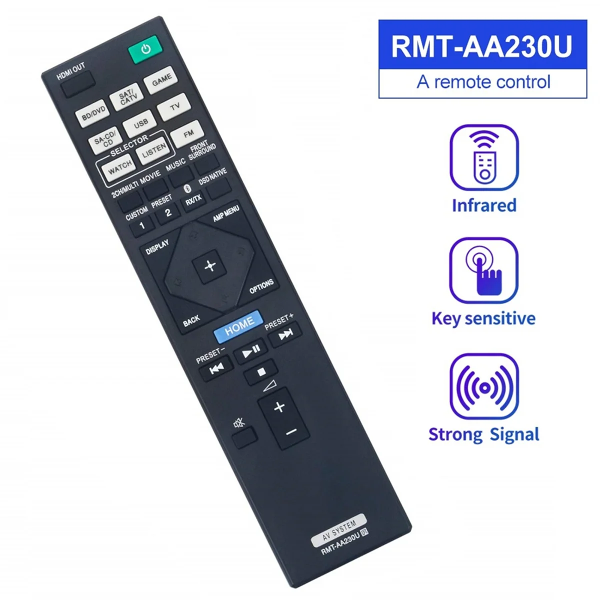 Mando a distancia de repuesto RMT-AA230U RMTAA230U, para Receptor AV Sony, STRDN1070, STR-DN1070