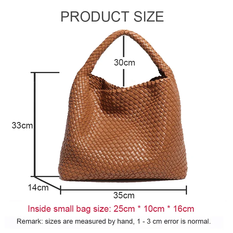 Female Hand-woven Basket Shoulder Bag Women Luxury Leather Handbag Handmade Knitting Lady Fashion Tote Messenger with Purse