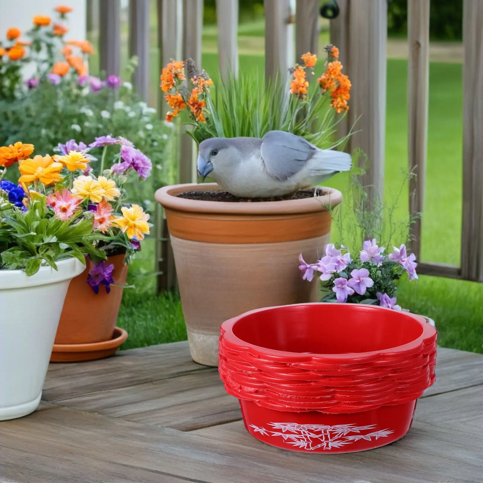 10Pcs Elegant Printed Hydroponic Planter Bowl Plastic Narcissus Lotus Water Lilies Flower Pot Indoor Outdoor Office Living Room