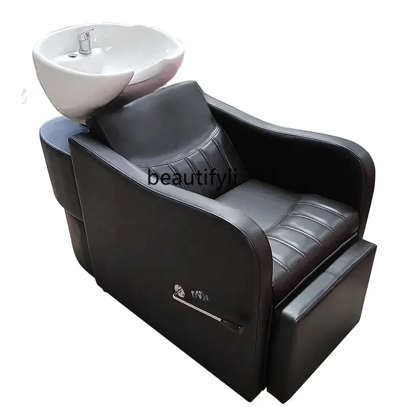 

Hair Salon Shampoo Chair Hair Saloon Dedicated Half Lying Sitting Hair Salon Flushing Bed Ceramic Basin Salon Bed