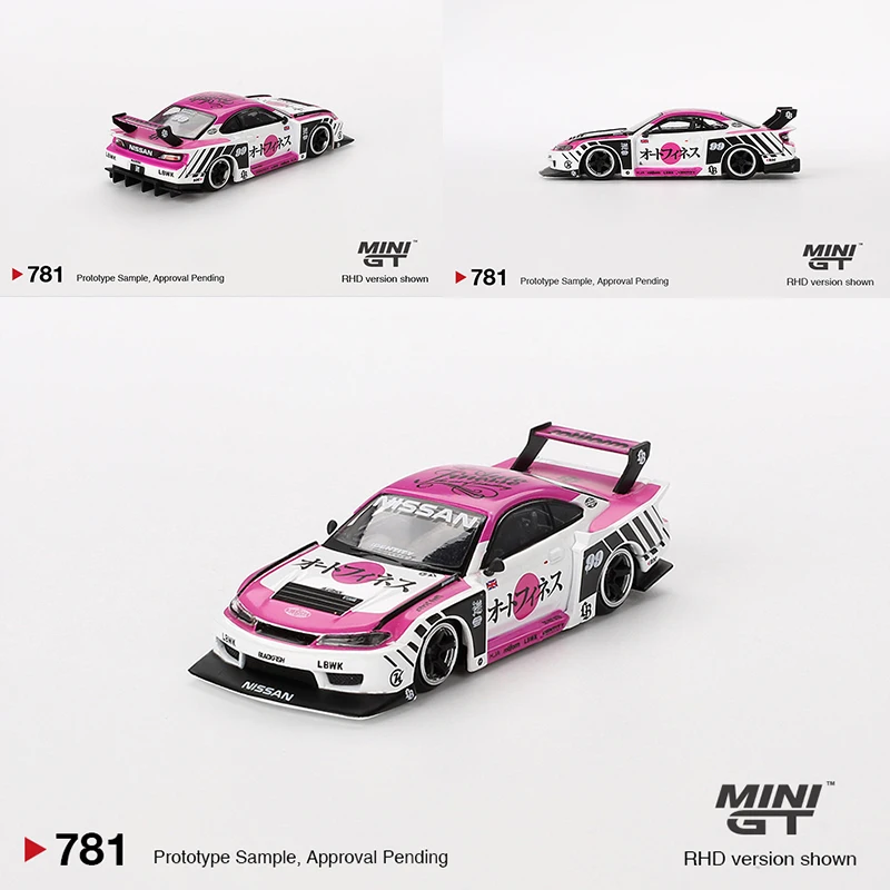 MINIGT 1/64 닛산 LB-슈퍼 실루엣 S15 SILVIA Auto Finesse SEMA 2023 자동차 합금 다이캐스트 금속 모델 어린이 크리스마스 선물 장난감 소년