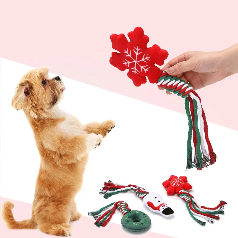 Pet Supplies Dog Training Gnawing Grinding Teeth Cleaning Teeth Cotton Knots Christmas Series Plush Toys Soothing Emotions