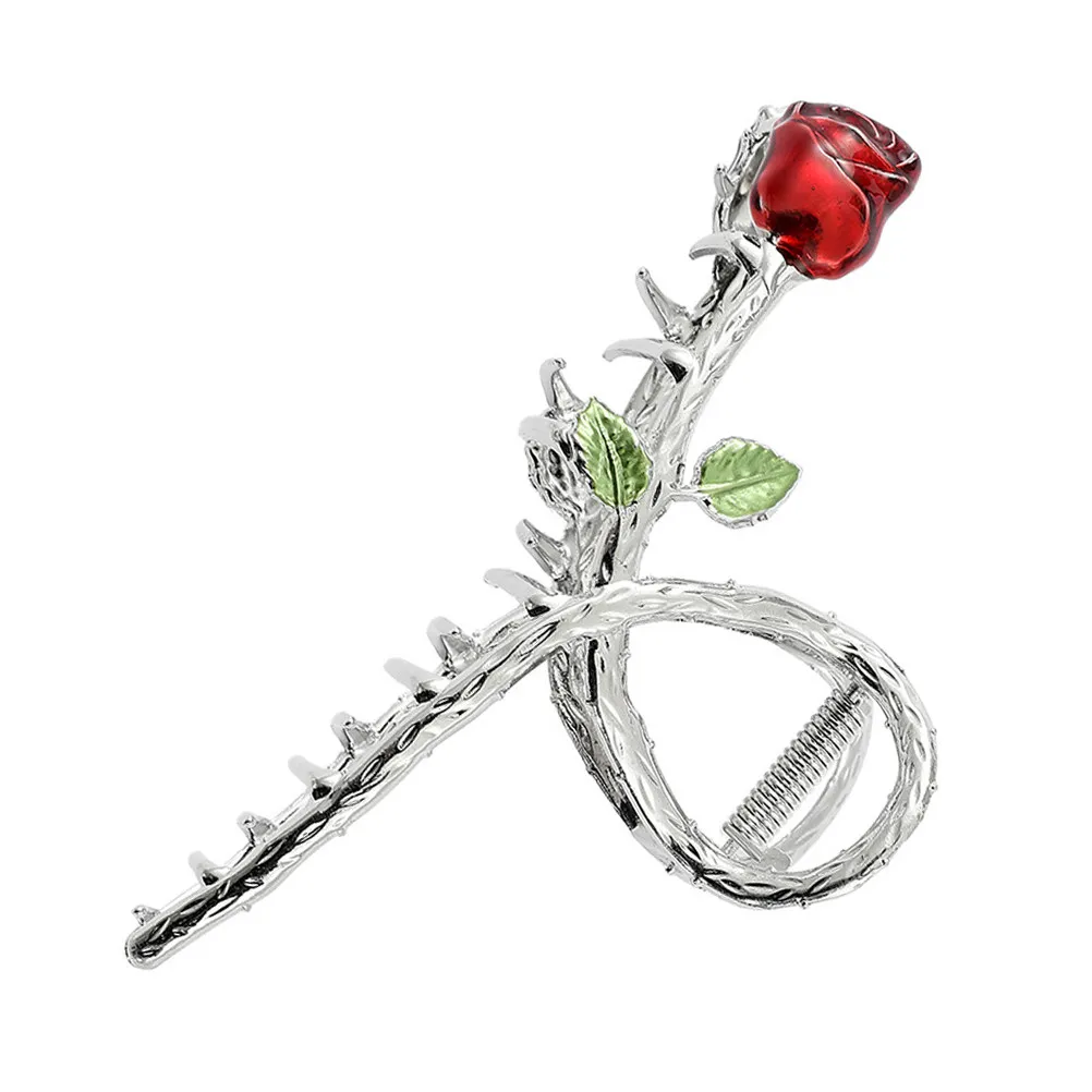 

Metal Hair Claw Rose Flower Clip Exquisite Design Non-Slip Comfortable Hair Jaw Barrette for Proms Parties Weddings