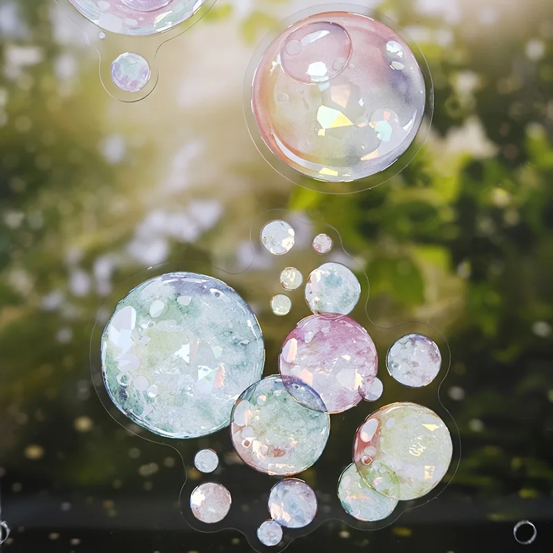 10 ملصقات/حقيبة من سلسلة Bubble Adventure ملصقات رائعة وملونة تحت عنوان الفقاعات، مادة PET المقاومة للماء، ديكور DIY