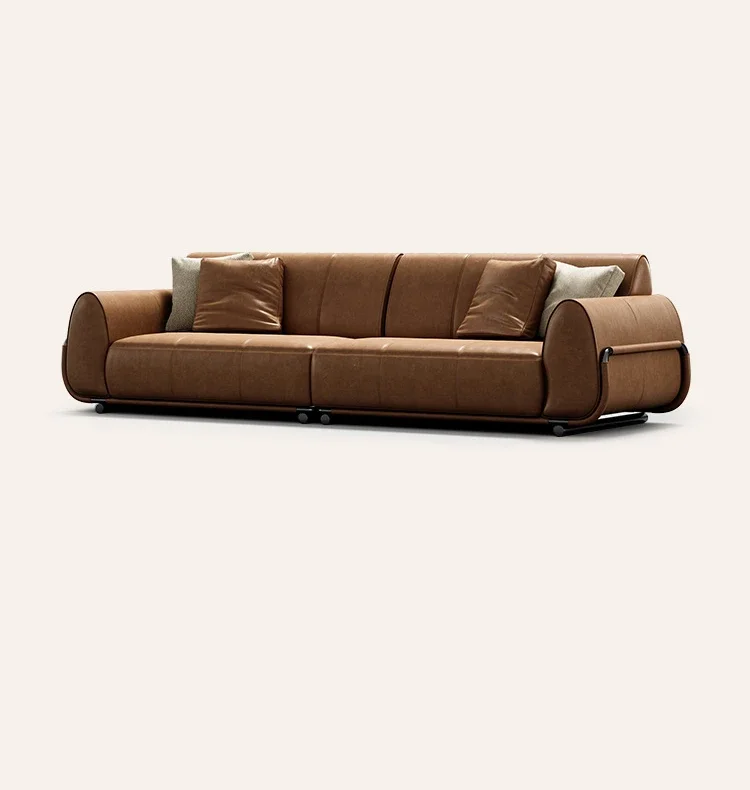 Italian all-leather sofa villa whole house with new sofa haute couture straight row sofa