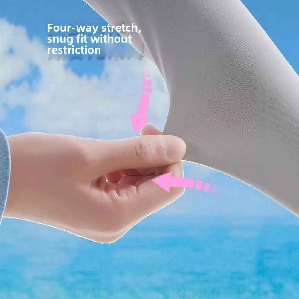 

Simple Solid Color Long Sleeve Non-slip Sun Protection Ice Silk Arm Sleeve Breathable Quick-drying Summer Arm Cover Women