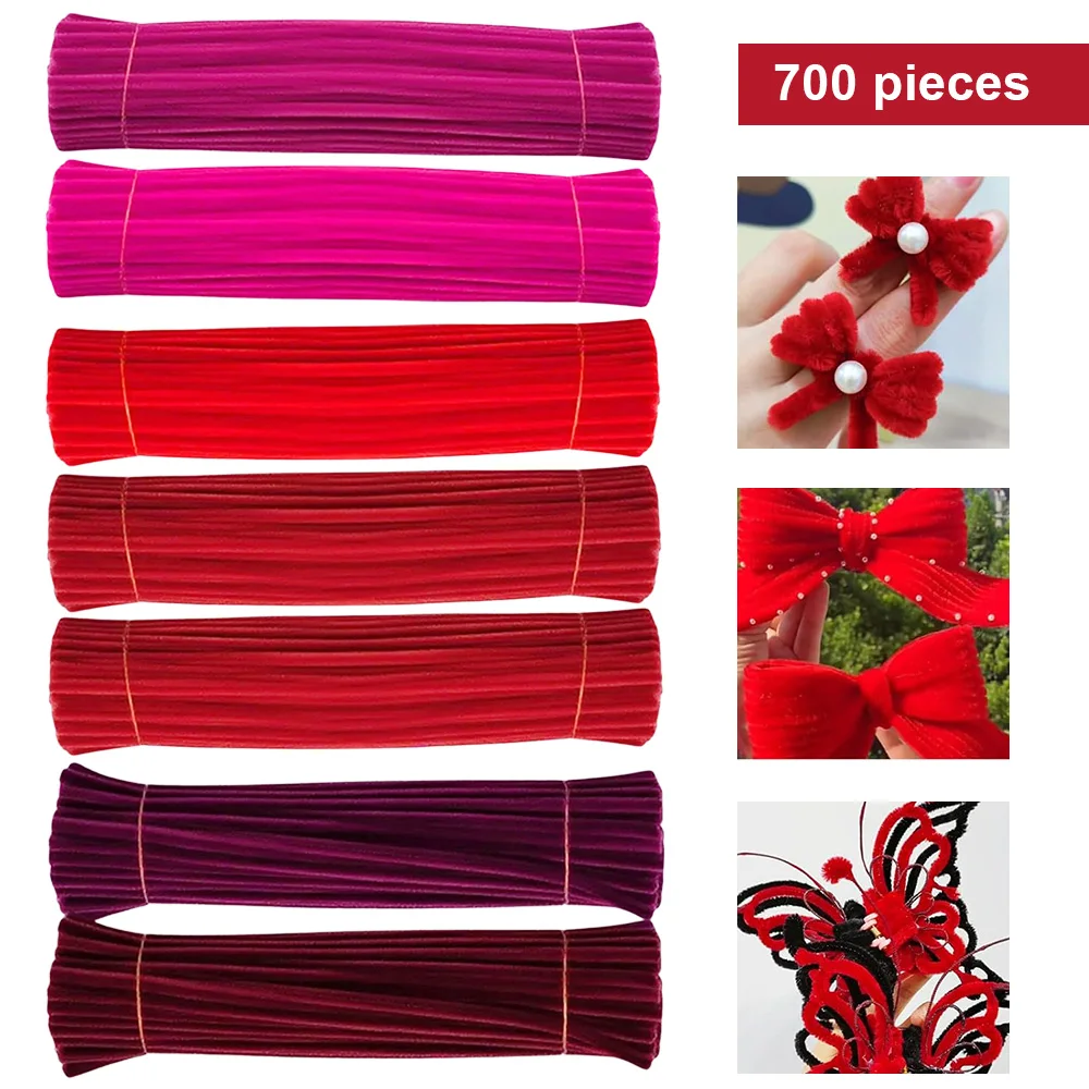 Großhandel Bunte Große Pfeifenreiniger für Bastelarbeiten DIY Plüsch-Stiele Kreatives Hobby Chenille-Pfeifenreiniger 700 Stück
