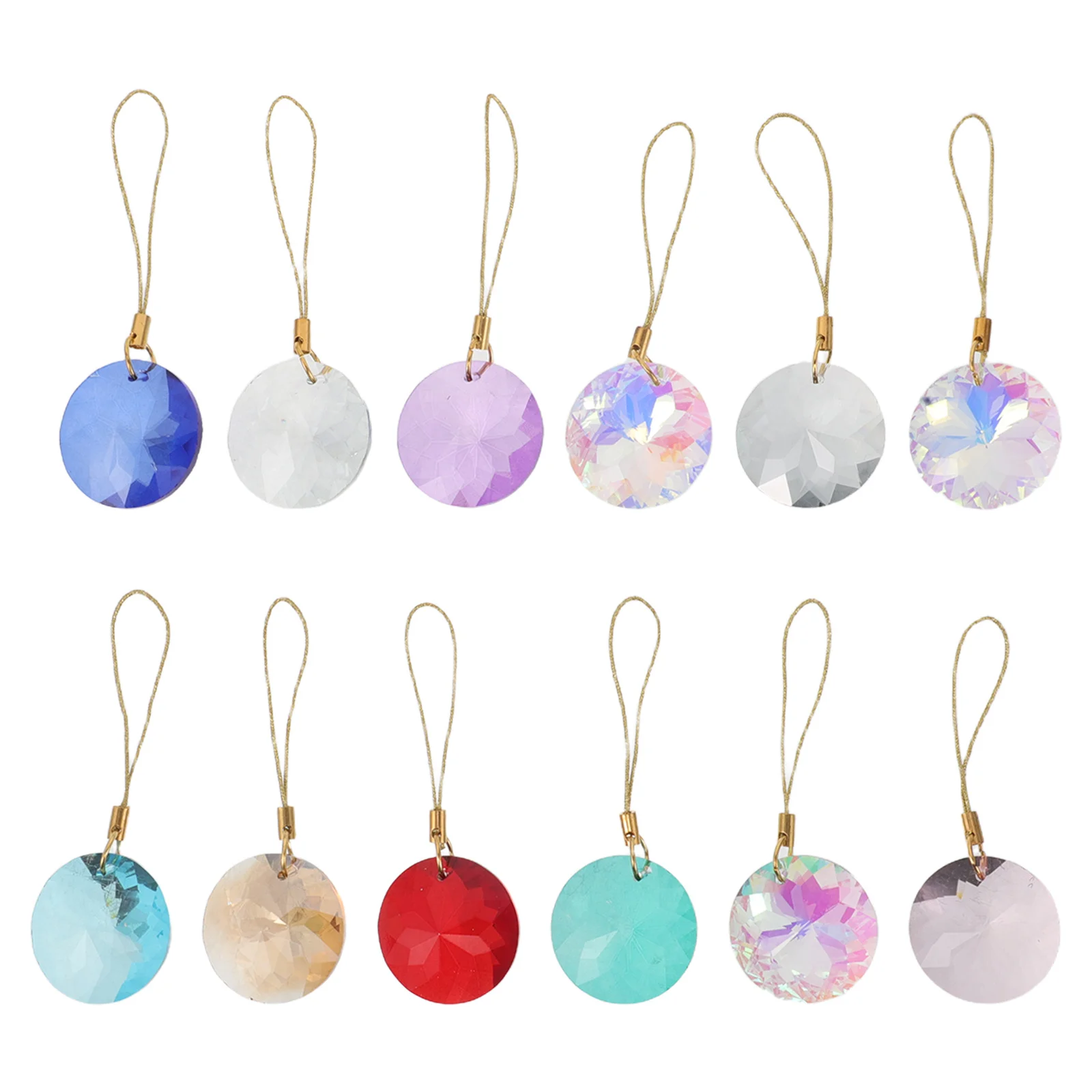 

12Pcs Crystal Glass Flower Sun Catcher Hanging Ornaments Round Prism Xmas Tree Wedding Party Home Decorations Crystal Pendants