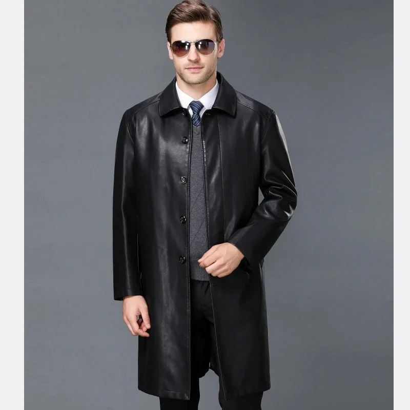 

Genuine Leather Jackets for Men 100% Sheepskin Trench Coat Male Natural Jacket Casual Fashion Long 's Xhl324