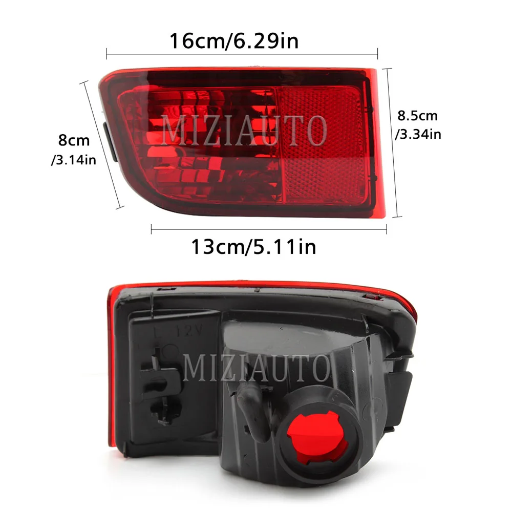 Rear Bumper Reflector Light For Toyota Land Cruiser Prado 120 Series 2002-2009 Tail Stop Brake Lamp Without Bulb Turn Signal