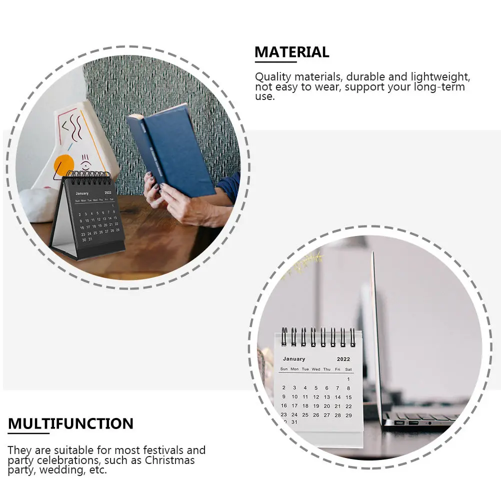 

3Pcs 2022 Desk Calendar Mini Portable Office Desktop Paper Schedule Planner Compact Size Stand Up Table Calendar