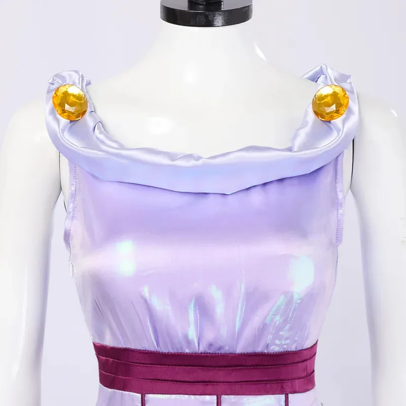 ملابس الأميرة ميجارا ميج أزياء تنكرية للنساء فستان أرجواني زي حفلات الهالوين كرنفال jgj;