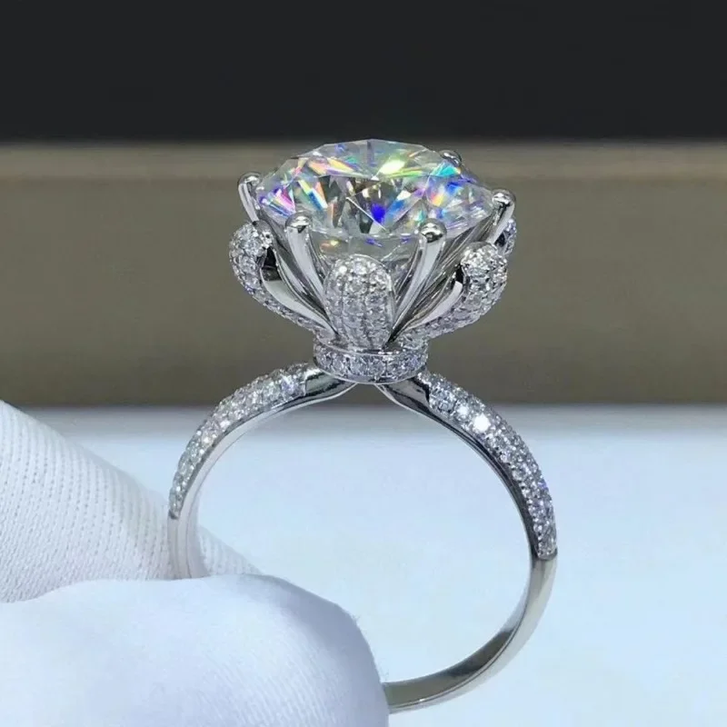 SACE GEMS ได้รับการรับรอง 5ct D สี Moissanite แหวน 925 เงินสเตอร์ลิงแหวนหมั้นงานแต่งงานเครื่องประดับ Fine