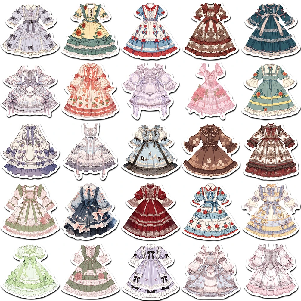 10/30/50pcs Cute Cartoon Anime Lolita Girl Aesthetic Stickers Kawaii Cartoon Decals Laptop Fridge Phone Diary Decoration Sticker