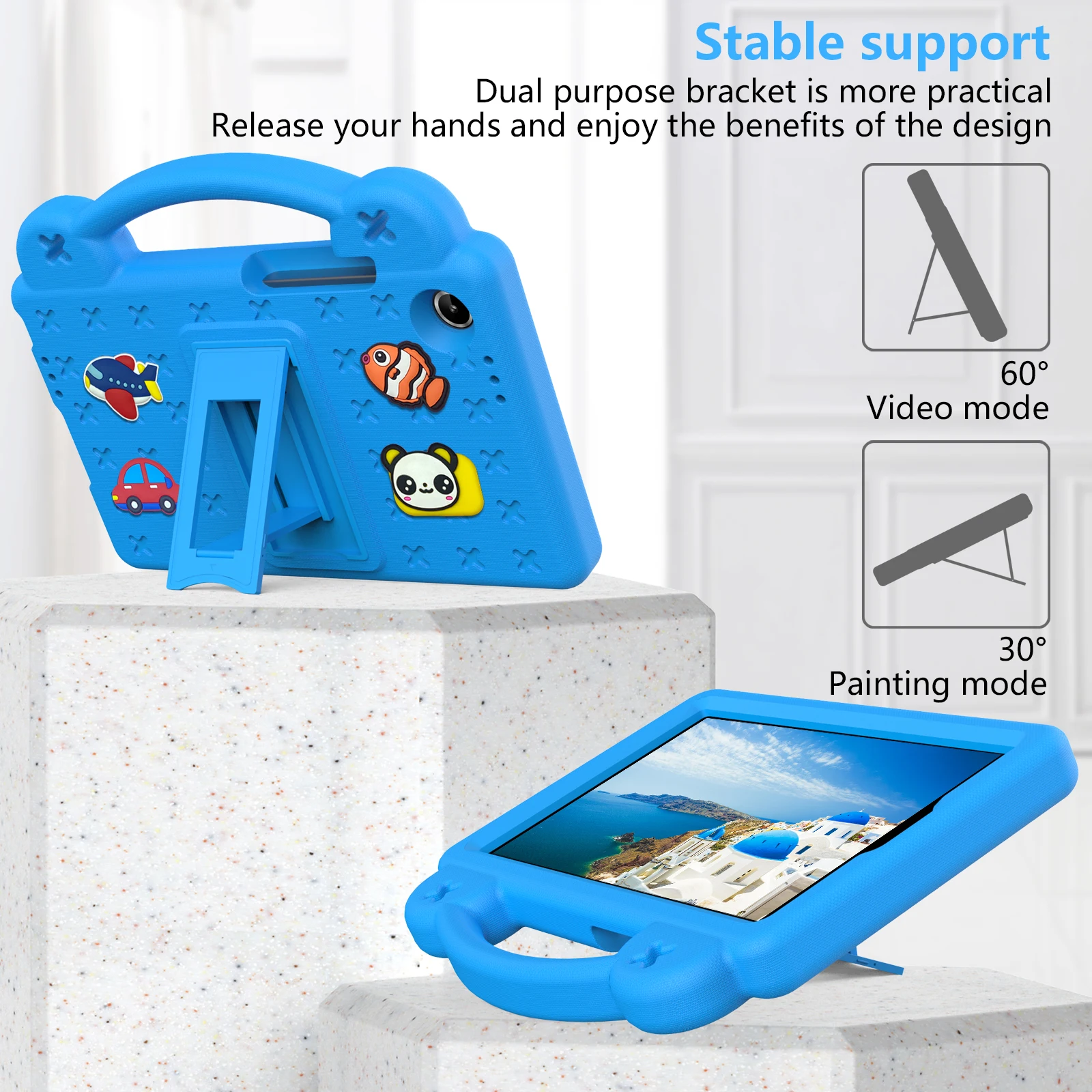 EVA Kids Cute Case For Lenovo Tab One (K9) 2025 8.7 inch TB305FU Built-in Kickstand DIY Funda Tablet Cover With Portable Handle