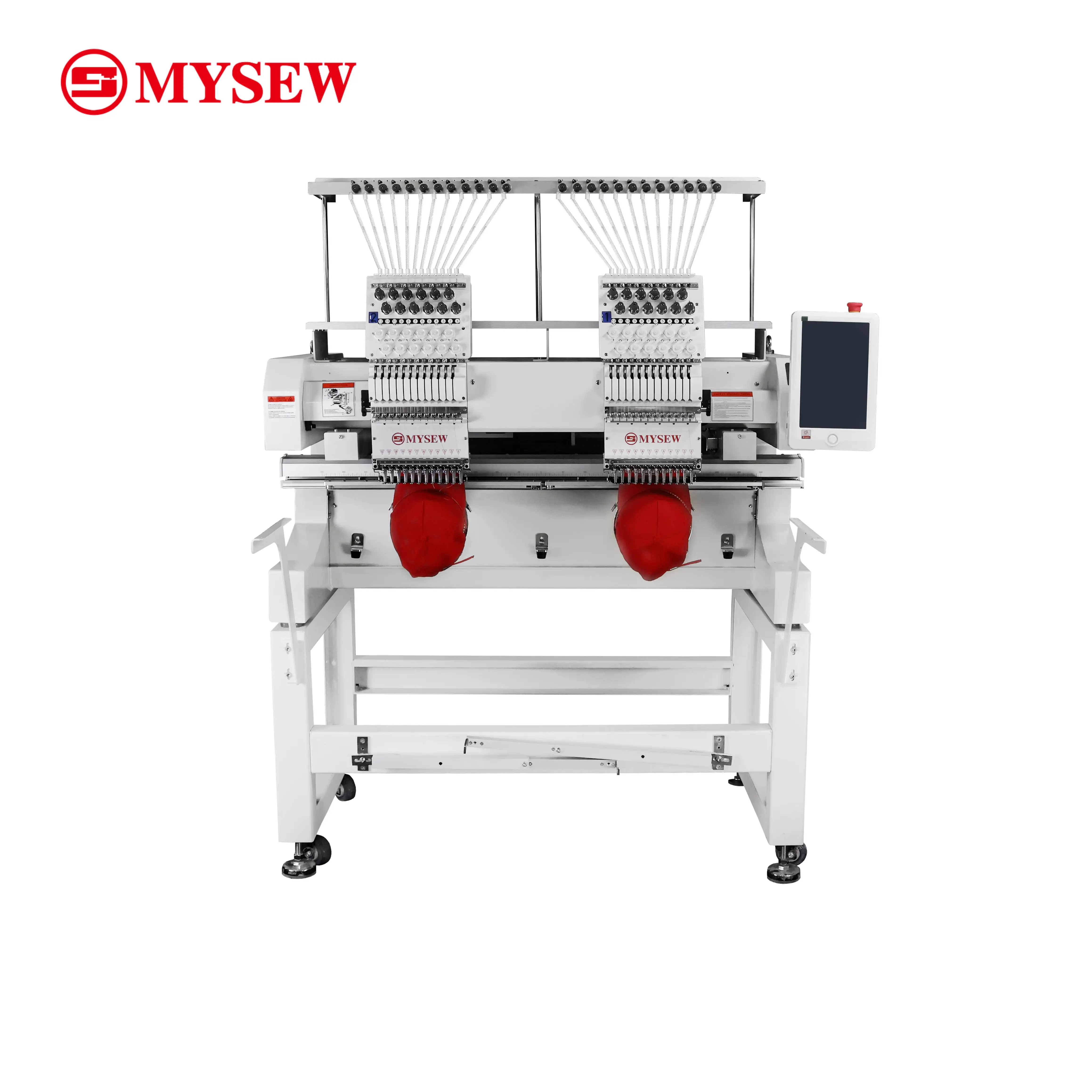 MYSEW MJS1202 التلقائي 12 إبرة 2 رئيس آلة التطريز المحوسبة الصناعية للملابس قبعات الملابس المسطحة تي شيرت