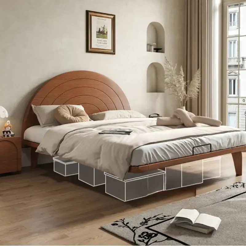 

Bed Full Size Designer Wooden Platform Double Bed Headboards Luxury Furniture