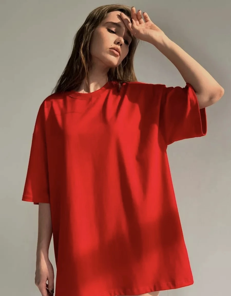 Loose Short Sleeve T-Shirt Casual Pure Color Breathable Women's Cotton Top round Neck Sweat Absorbent Summer Fashion