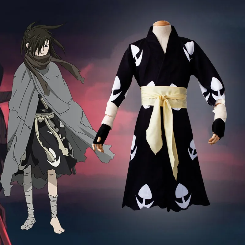 Anime Dororo Hyakkimaru Cosplay Costume Samurai Kimono Suit Cape Belt Kimono Strap Scarf Man Carnival Party Costumes