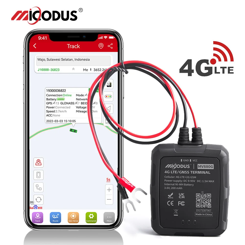 IP67 Водонепроницаемый автомобильный GPS-трекер 4G Plug Play Противоугонное местоположение в реальном времени Мотоцикл Мини GPS-устройство слежения MiCODUS MV880G