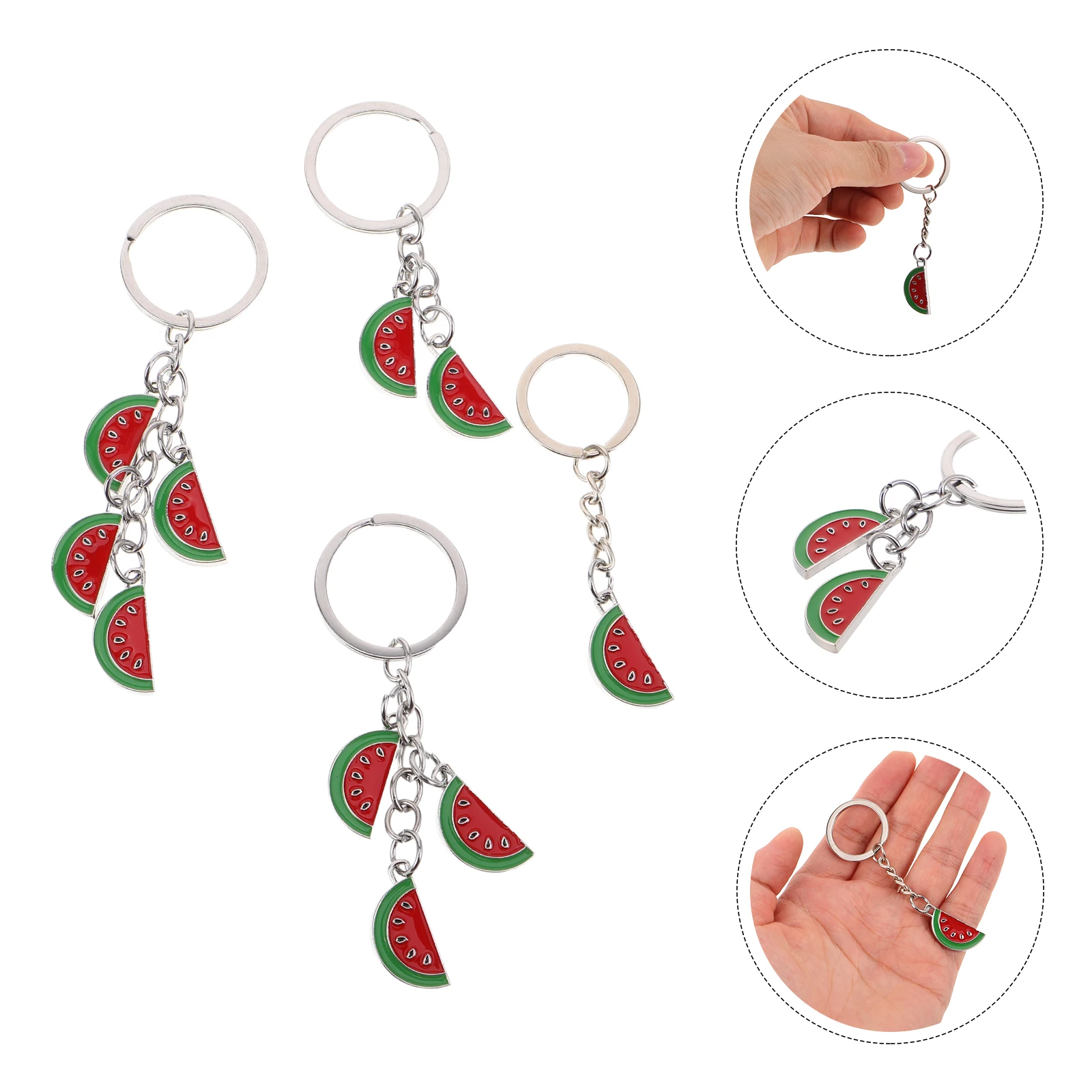 

4pcs Watermelon Keychain: Fruit-Themed Key Ring Pendant Set For Purse Backpack Phone Car Decor Summer Party Favor Bag Charm