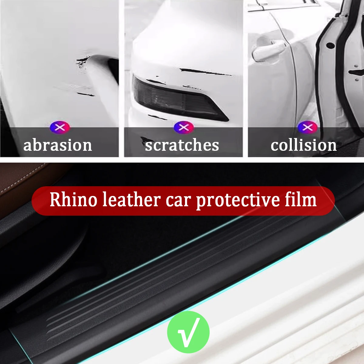 1set Rhino Skin Car Protection Film-Durable Anti-scratch & Waterproof Shield-No Baking Needed, Seamless Transparent Finish - Ult