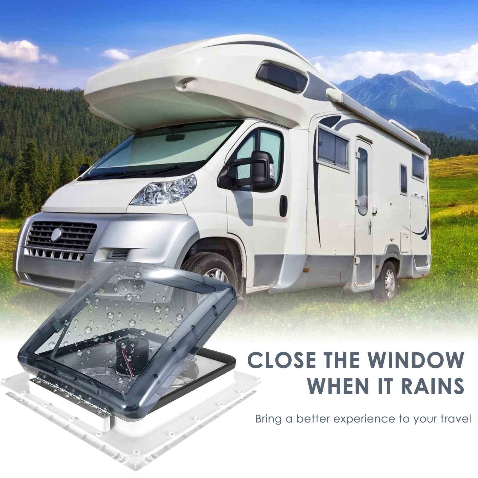 Ventilatore da tetto per camper elettrico a 3 velocità con telecomando e sensore pioggia, 12V, ventilatore di scarico bidirezionale per camper, ventil