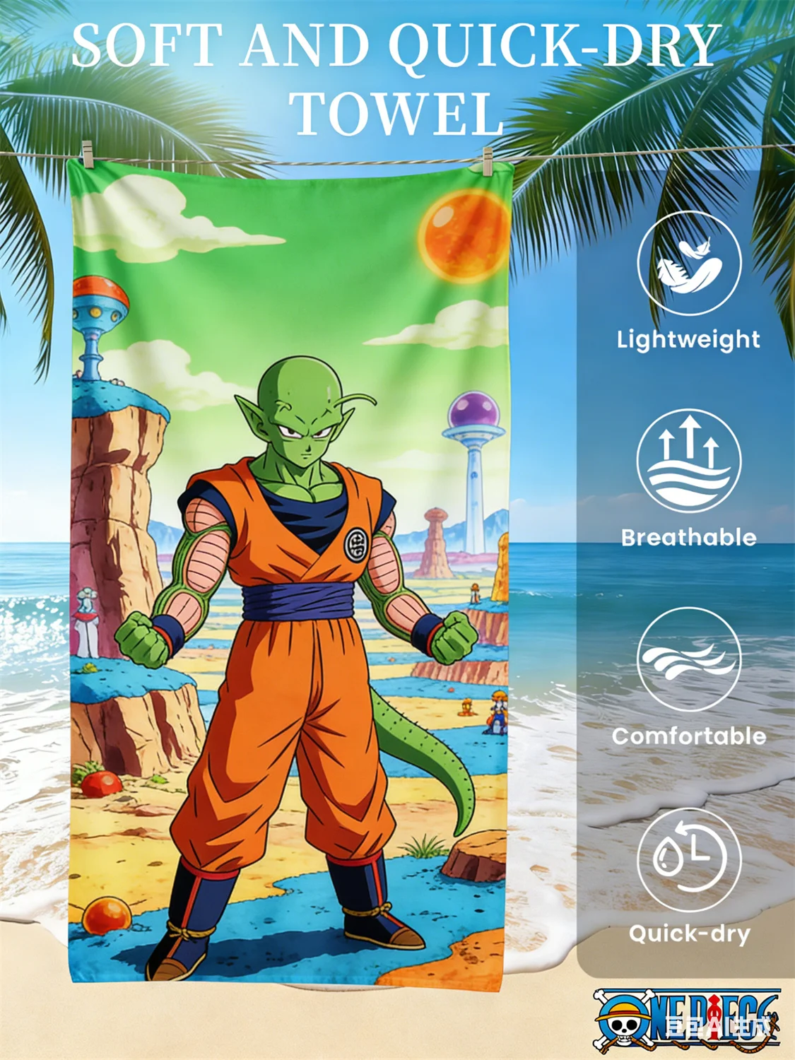 

Пляжное полотенце Dragon Ball, любимое аниме-фанатами, быстросохнущее полотенце с принтом Vegeta Super Saiyan Blue для пляжа, бассейна и любителей аниме.