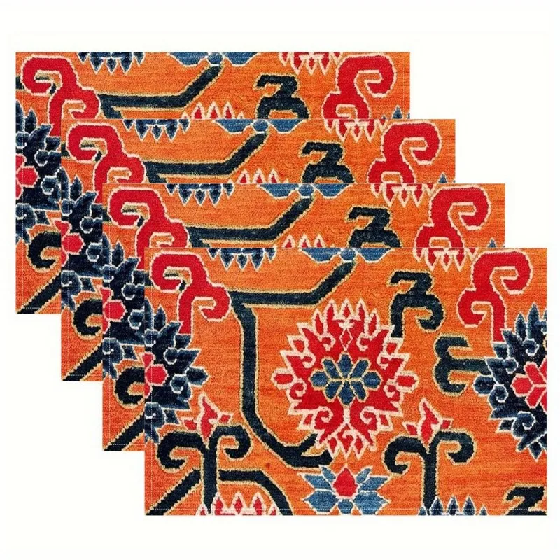 Pink Winged Leopard Jungle Printed Placemats,Heat Resistant Table Decor,Boho Cafe Display,Bohemian Dining Home Decor