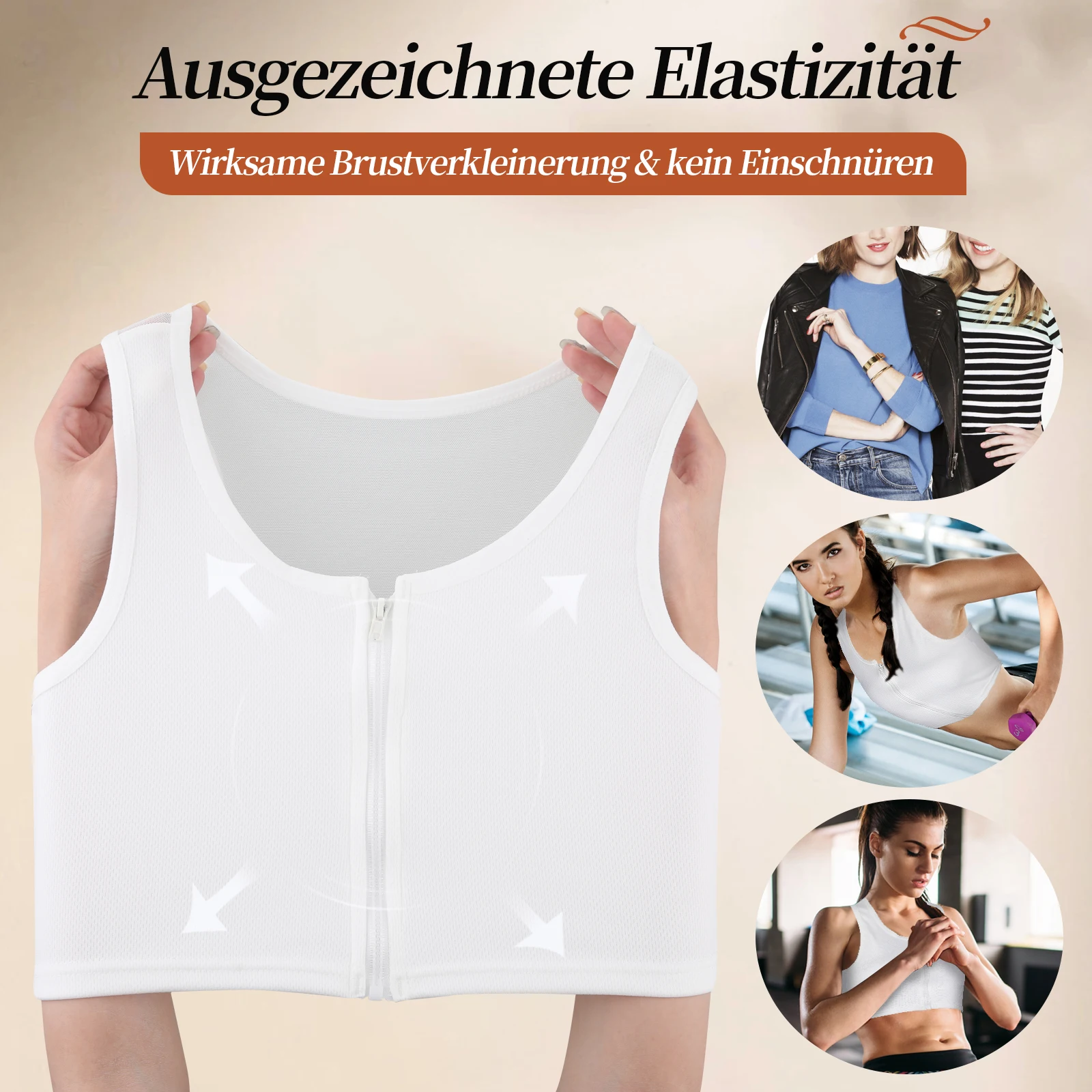 Tank Top Tomboy Breast Shaper Vest Binder Sports Underwear Strengthen Reinforced Short Corset Clothing Women White M