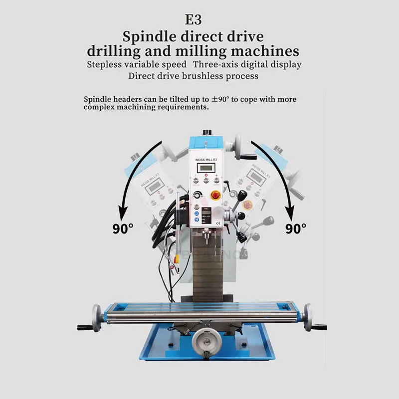 E3 Multi-functional CNC Drilling And Milling Machine Stepless Speed control  Automatic Tool Walking Direct-drive Spindle Silent