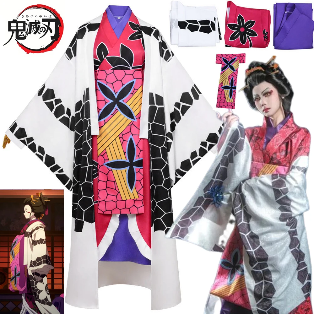 

Anime Daki Cosplay Costume Wig Demon Daki Japanese Kimono Dress Outfits Juuni Kitsuki Sixth Women Slayer Halloween Carnival Suit