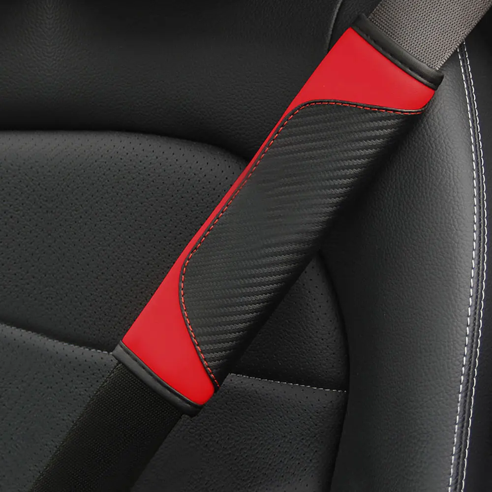 Non-deforming Car Seat Belt Cover Carbon Fiber Leather Crown Universal Auto Seat Belt Covers Shoulder Protection Car Accessories