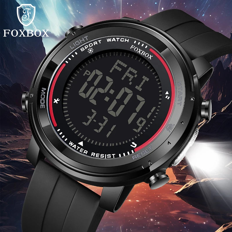 

FOXBOX 2024 digital watch LED with lighting men's sports fashion 50M waterproof watch stopwatch military watches for men reloj