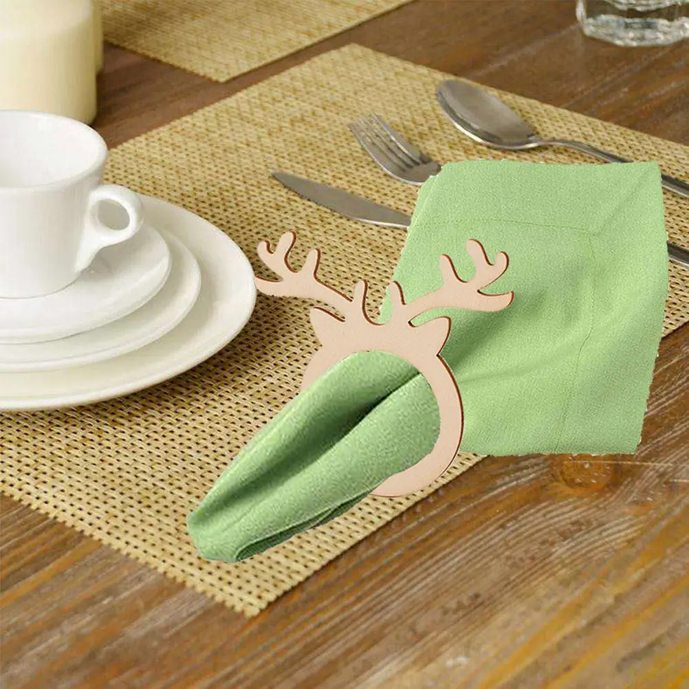 10Pcs Exquisite Wooden Napkin Rings Natural Texture Napkin Decor for Family Reunion Ceremony Craft Project Serviette Buckles