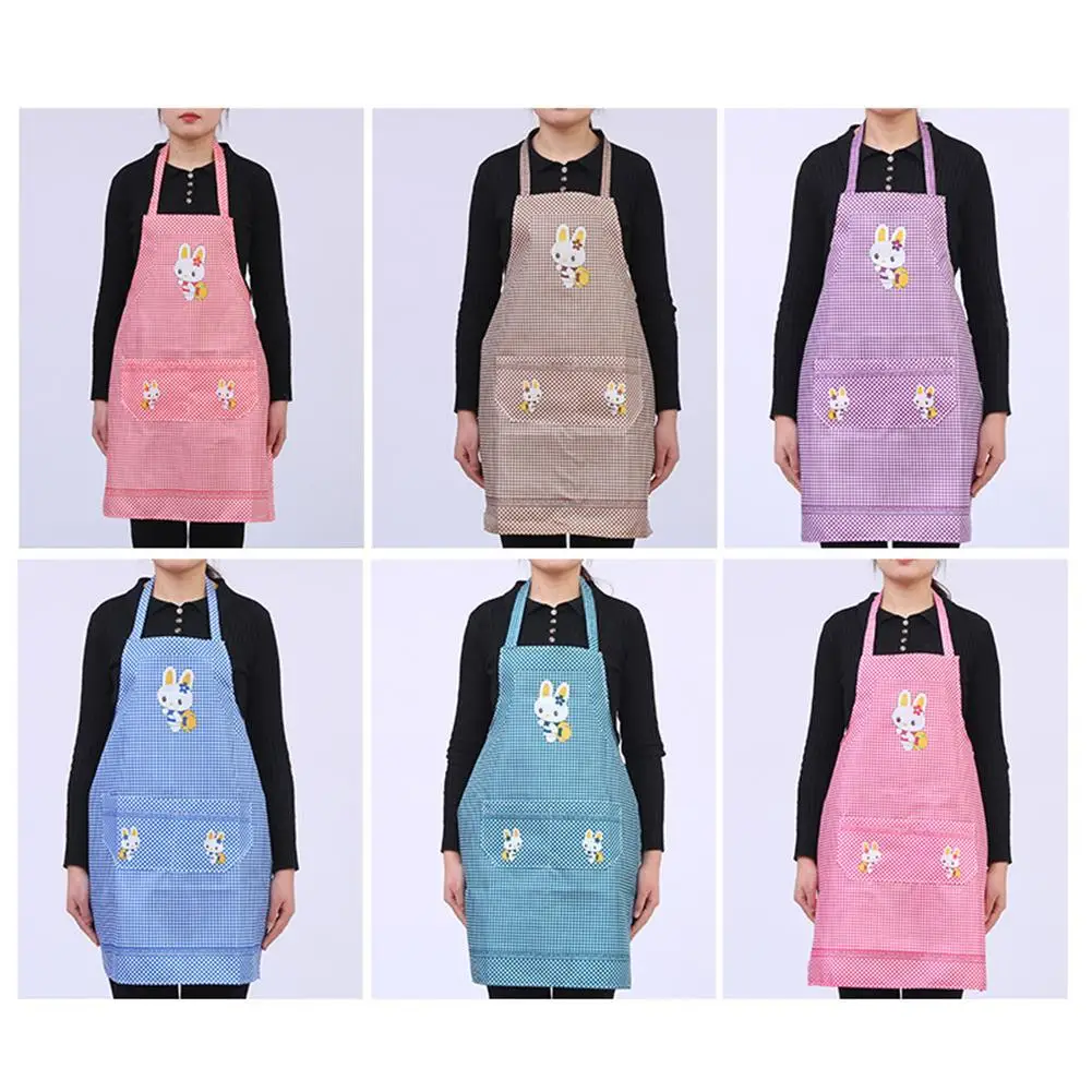 Cute Cartoon Rabbit Kitchen Apron For Men Women Home Cleaning Tools Pink White Waterproof Apron Cotton Linen Easy To Clean House