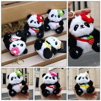 New Cute Cartoon Panda Plush Keychain Kawaii Animal Soft Stuffed Doll Keyring Bag Pendant Charms Backpack Decoration Girls Gift