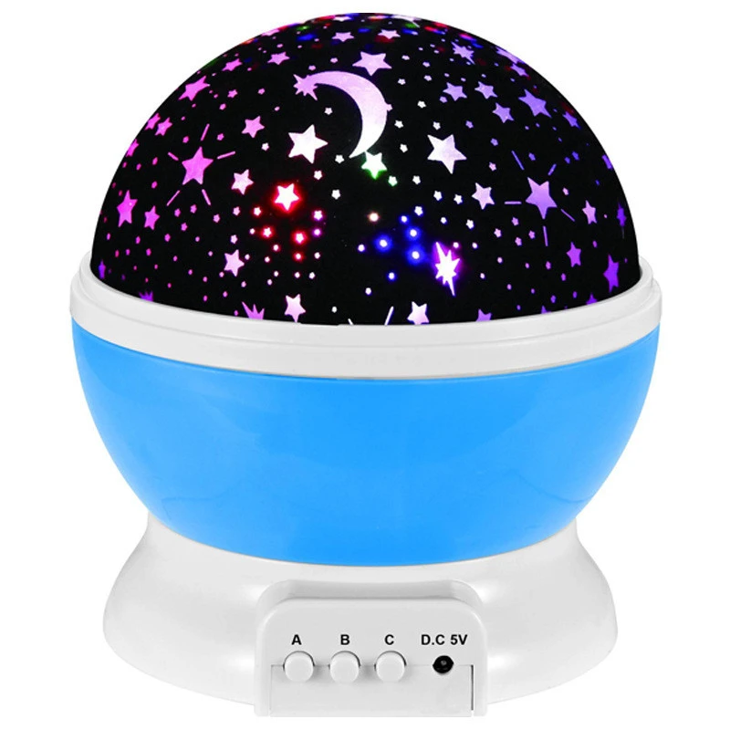 Romantic Rotating Star Moon Sky Rotation Night Projector Novelty Starry Star USB Night Light Lamp Projection For Kids Bed Lamp