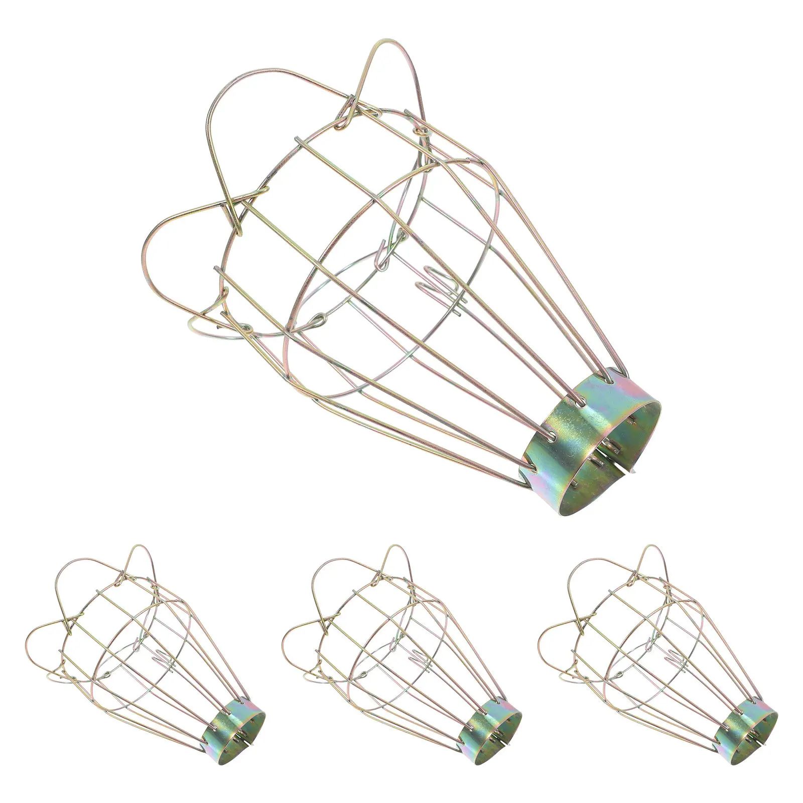 

4pcs Vintage Bird Cage Lantern Metal Hanging Lamp Cover Brass Finish Industrial Style Pendant Light Shade For Home Bar Cafe,