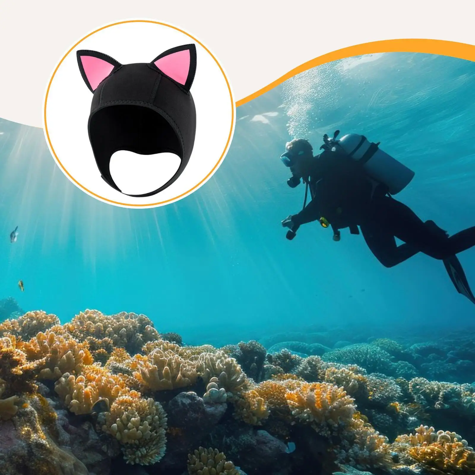 

Scuba Diving Cap Head Cover Cat Ears Wetsuit Hood Thermal Surfing Hood for Underwater Snorkeling Kayaking Water Sports Sailing