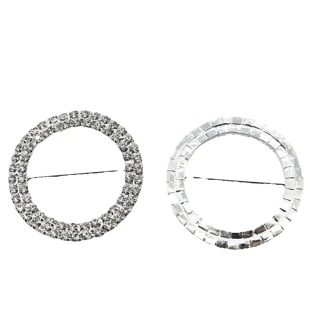 5 sztuk/lor 50MM podwójny kryształ górski okrągłe metalowe klamry z płaskim tyłem do butów damski pasek dziewczyna ubrania akcesoria Craft wstążka