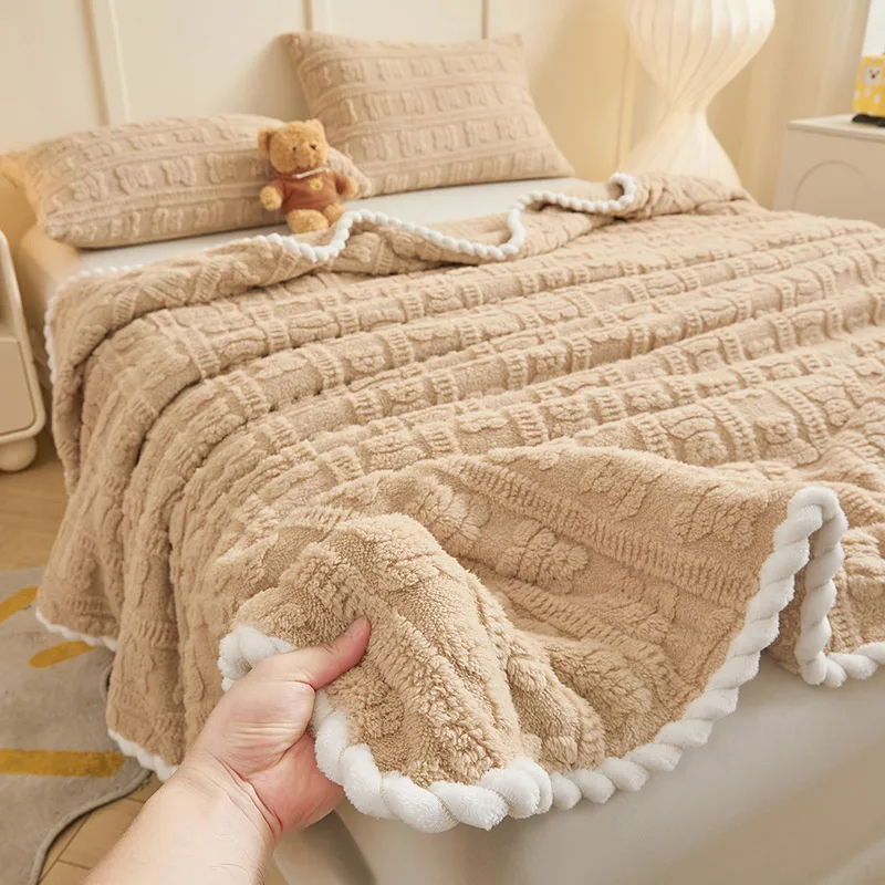 

Soft Blanket for Bedding and Sofa, Warm Lamb Wool Velvet Flannel Cover Blanket for Office, Air Conditioning and Nap Bed Blanket