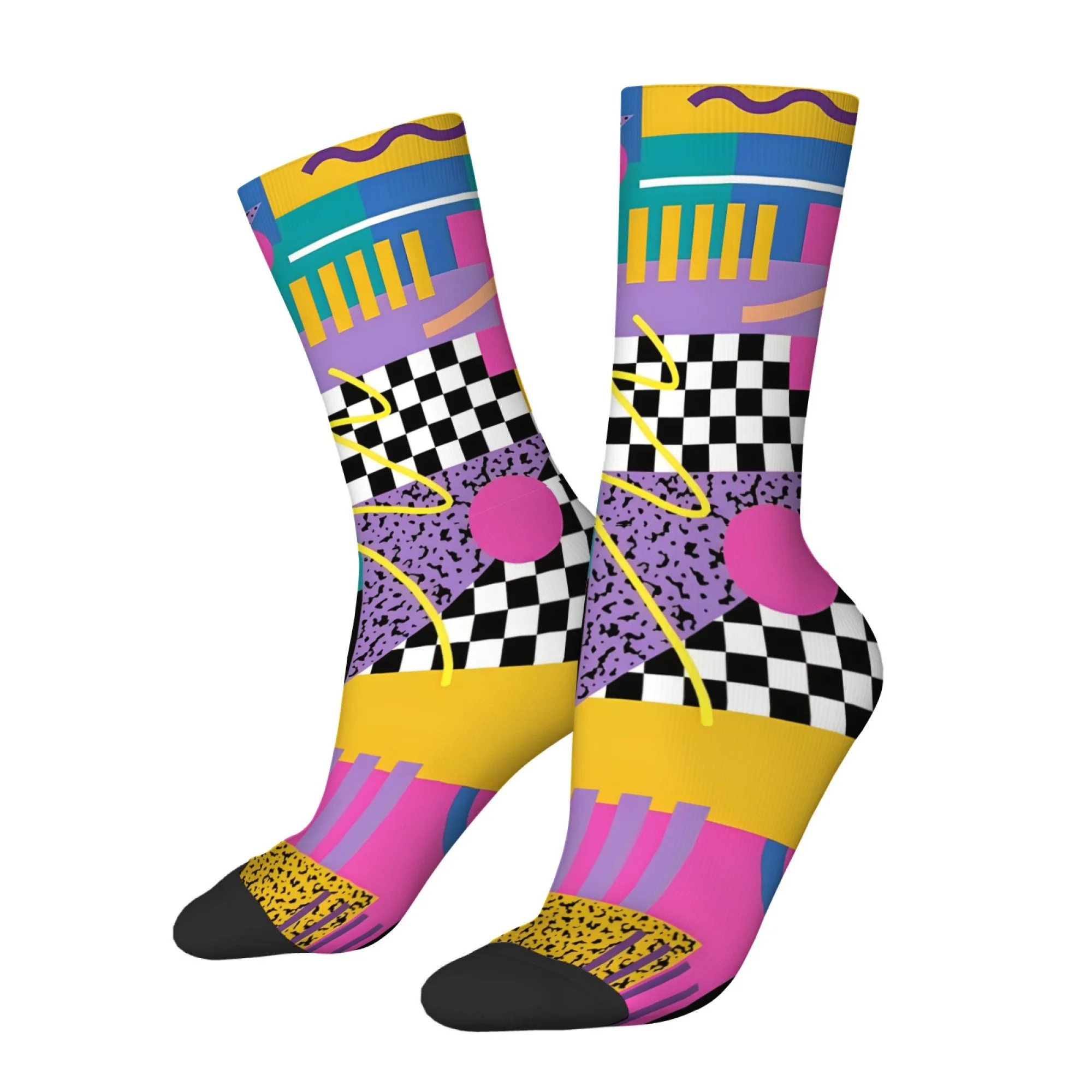 Men's Mid-Calf Socks Retro Pop-Art Geometric Print Comfortable Breathable Soft Outdoor & Streetwear Style Great Gift Idea
