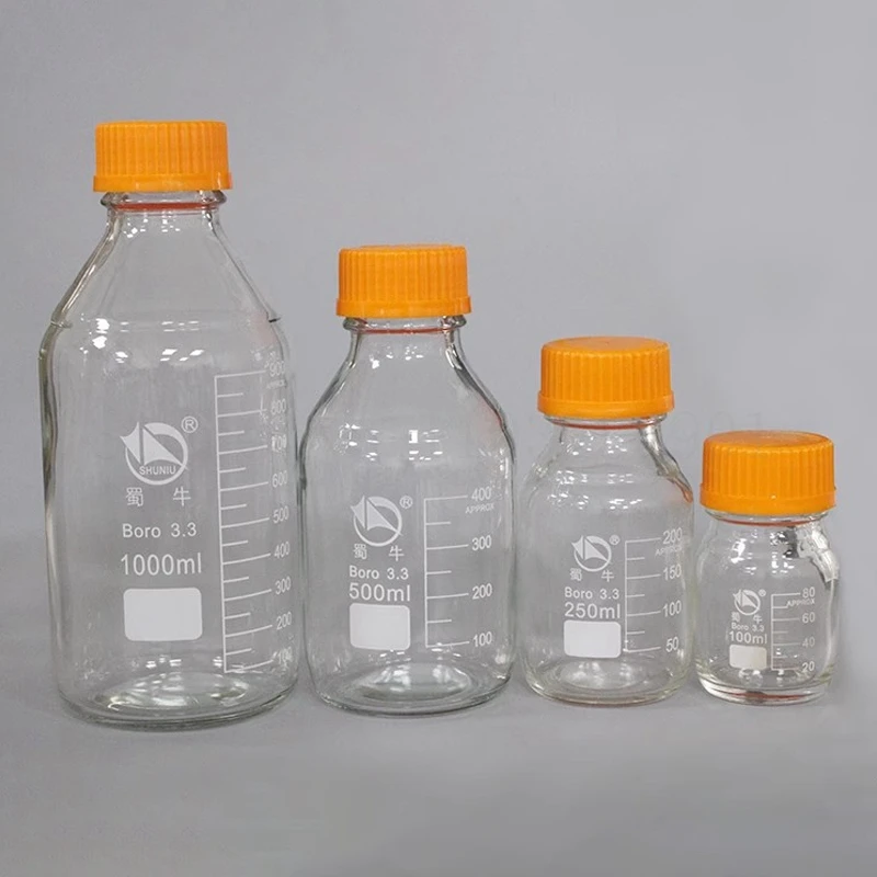 1pc Lab 100ml 250ml 500ml 1000ml Glass Screwed Mouth Reagent Bottle Experimental Sealed Bottle