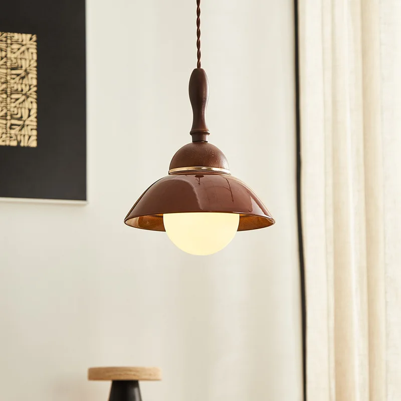 French Style Retro Ceramic Small Pendant Lights Restaurant Bar Counter Cafe Kitchen Bedroom Bedsides Medieval LED Hanging Lamps