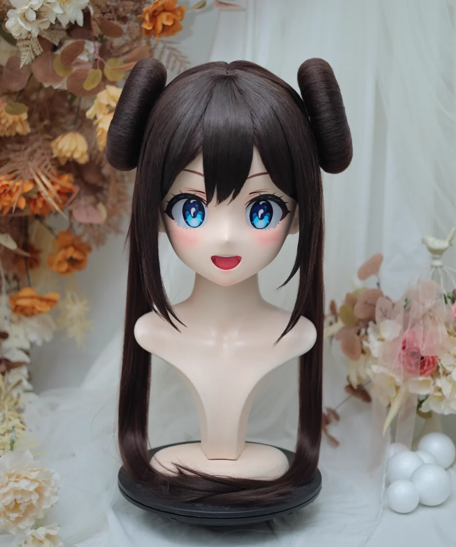 (NFD36--20)Customize Full Head With Lock Pretty Female/Girl Japanese Animego Character Kig Cosplay Kigurumi Mask Crossdress Doll