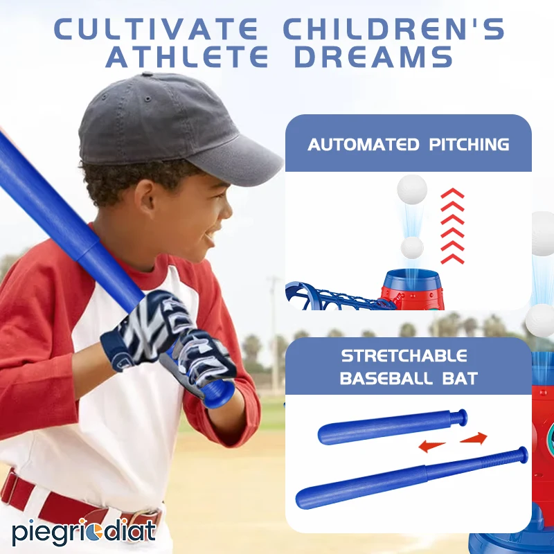 Fully automatic children's baseball machine, plastic baseball toy set, includes 10 balls, baseball training equipment, perfect c