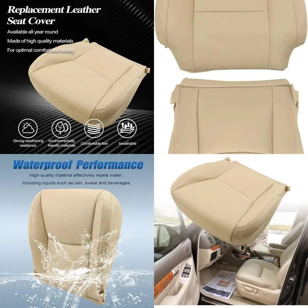 

SecosAutoparts Light Tan Front Driver Side Top & Bottom Replacement Microfiber Leather Seat Cover Compatible with Lexus GX470 20